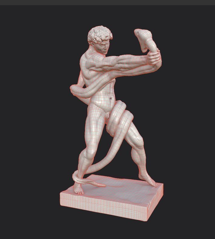 Statue of Athlete Wrestling a Python Low-poly 3D model_27