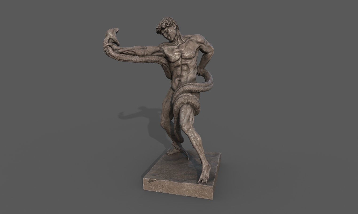 Statue of Athlete Wrestling a Python Low-poly 3D model_1