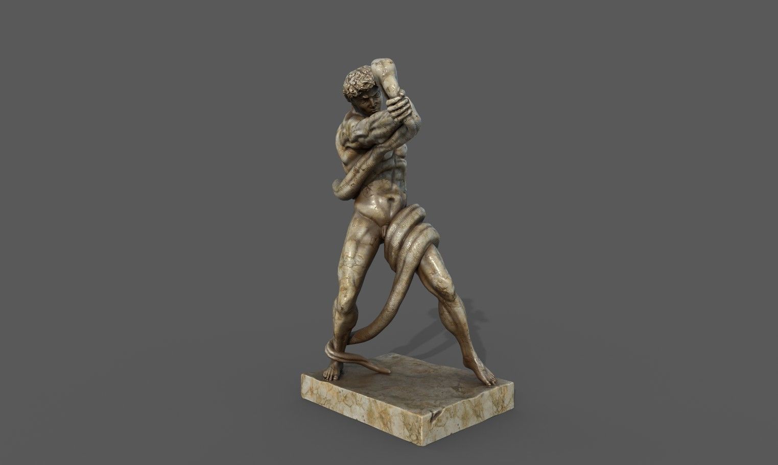 Statue of Athlete Wrestling a Python Low-poly 3D model_8