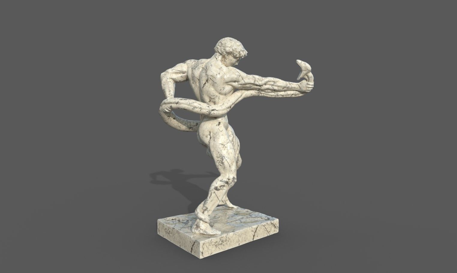 Statue of Athlete Wrestling a Python Low-poly 3D model_20