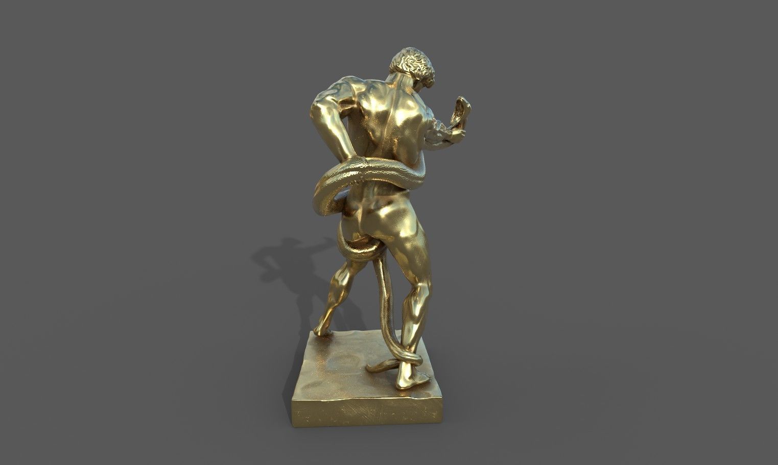 Statue of Athlete Wrestling a Python Low-poly 3D model_24