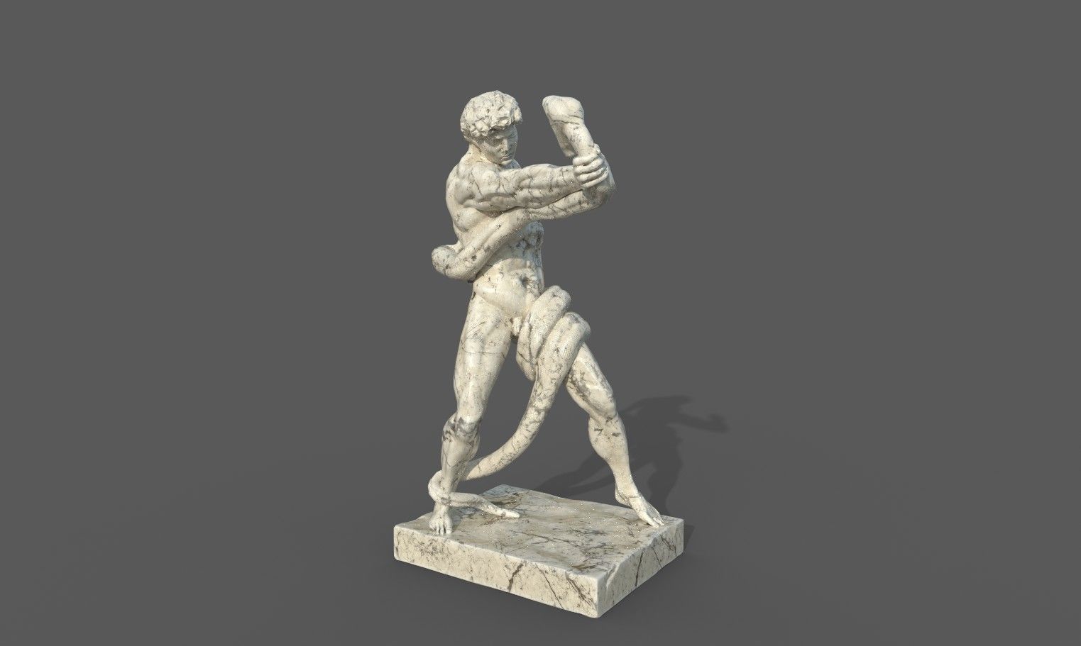 Statue of Athlete Wrestling a Python Low-poly 3D model_16