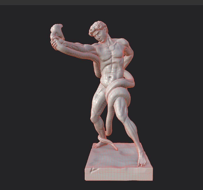 Statue of Athlete Wrestling a Python Low-poly 3D model_28