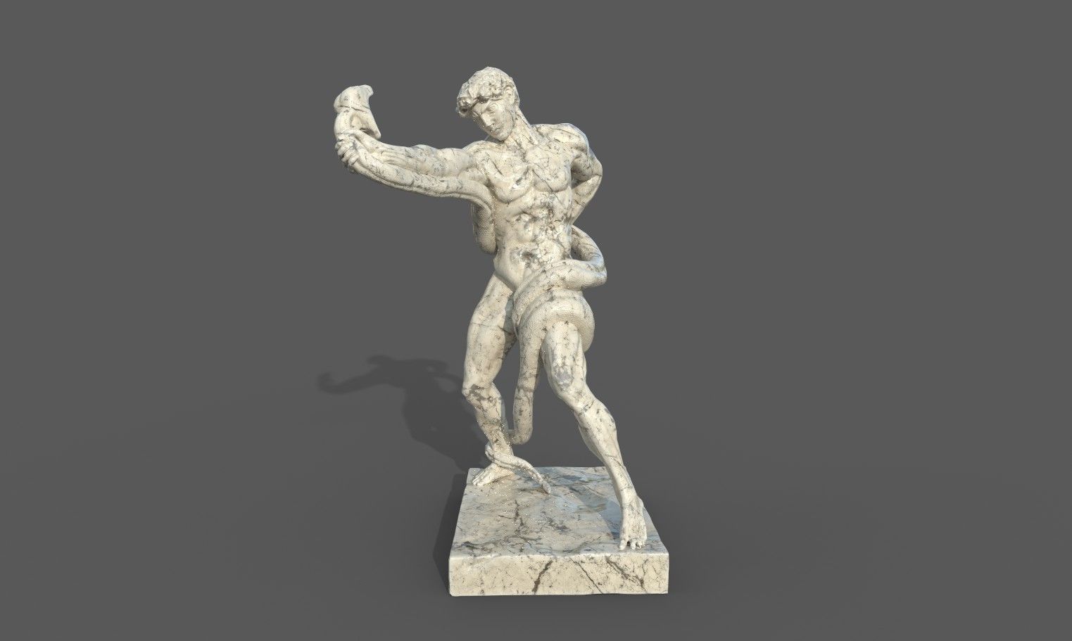 Statue of Athlete Wrestling a Python Low-poly 3D model_17