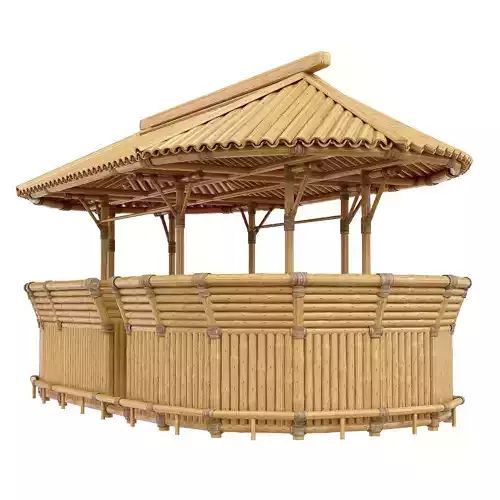 Bamboo tiki bar oval corner shape
