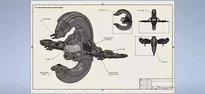 H-74 Grindylow Heavy-assault Fighter 3D print model