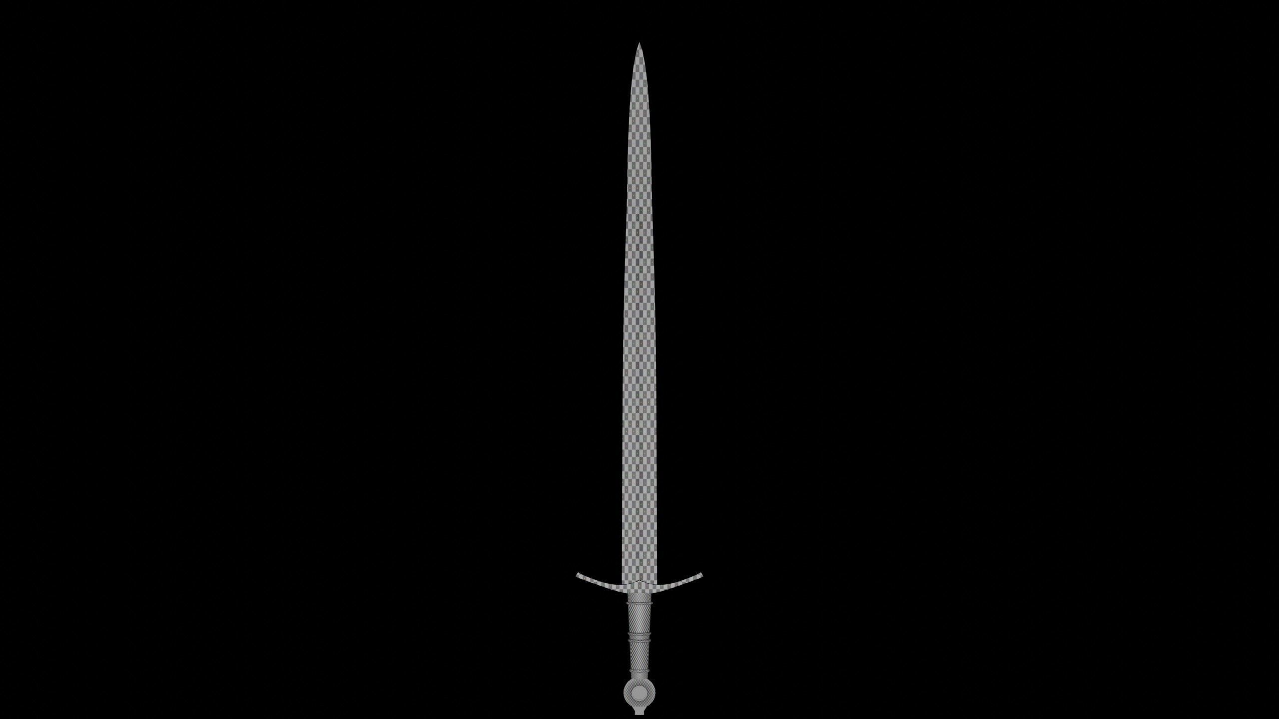 Medieval Knight Sword 3D model_7