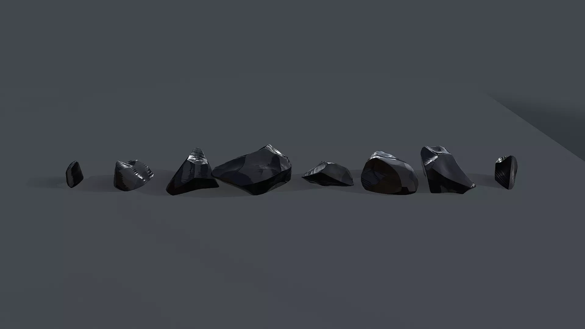 Obsidian stone Low-poly 3D model_0