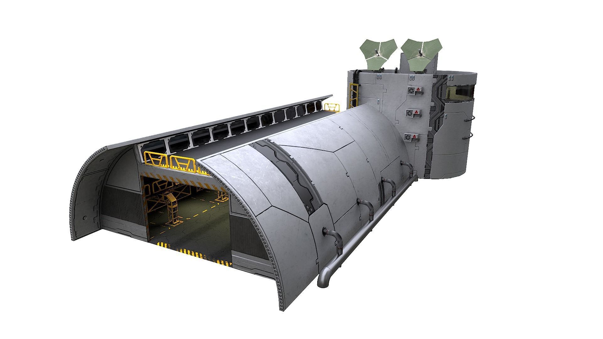 Sci-Fi Hangars Low-poly 3D model Low-poly 3D model_0