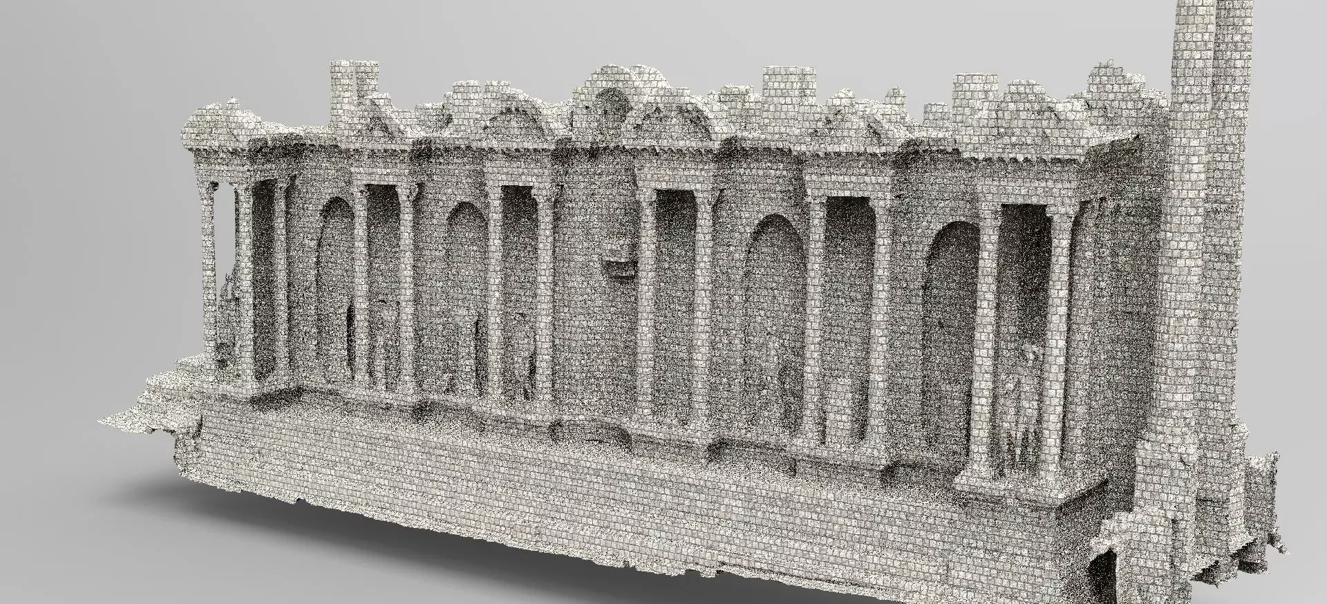 Athens Greece stone pillars wall 1 3D model_0