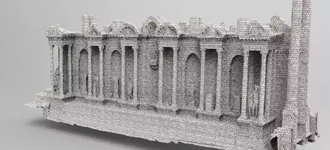 Athens Greece stone pillars wall 1 3D model