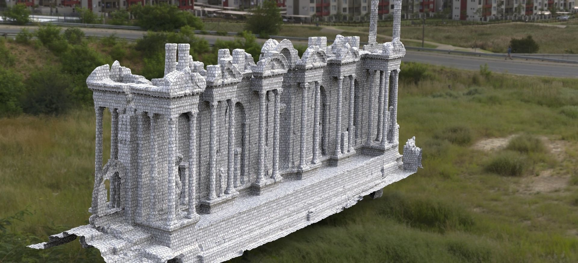 Athens Greece stone pillars wall 1 3D model_4