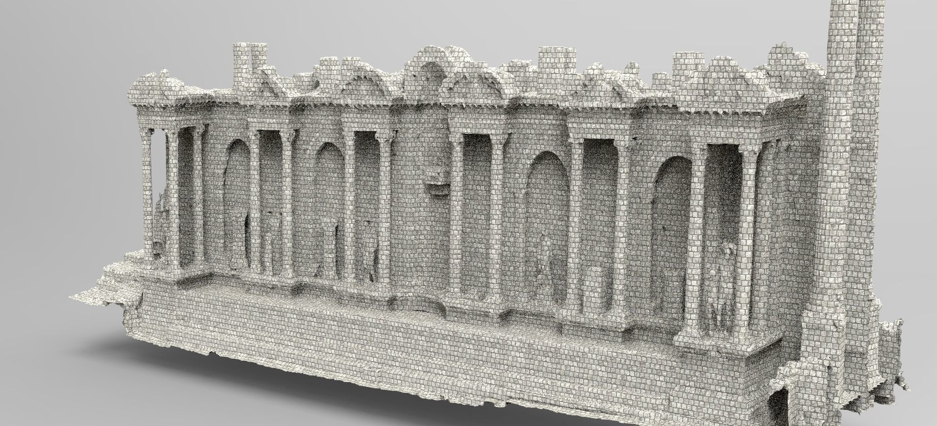 Athens Greece stone pillars wall 1 3D model_3