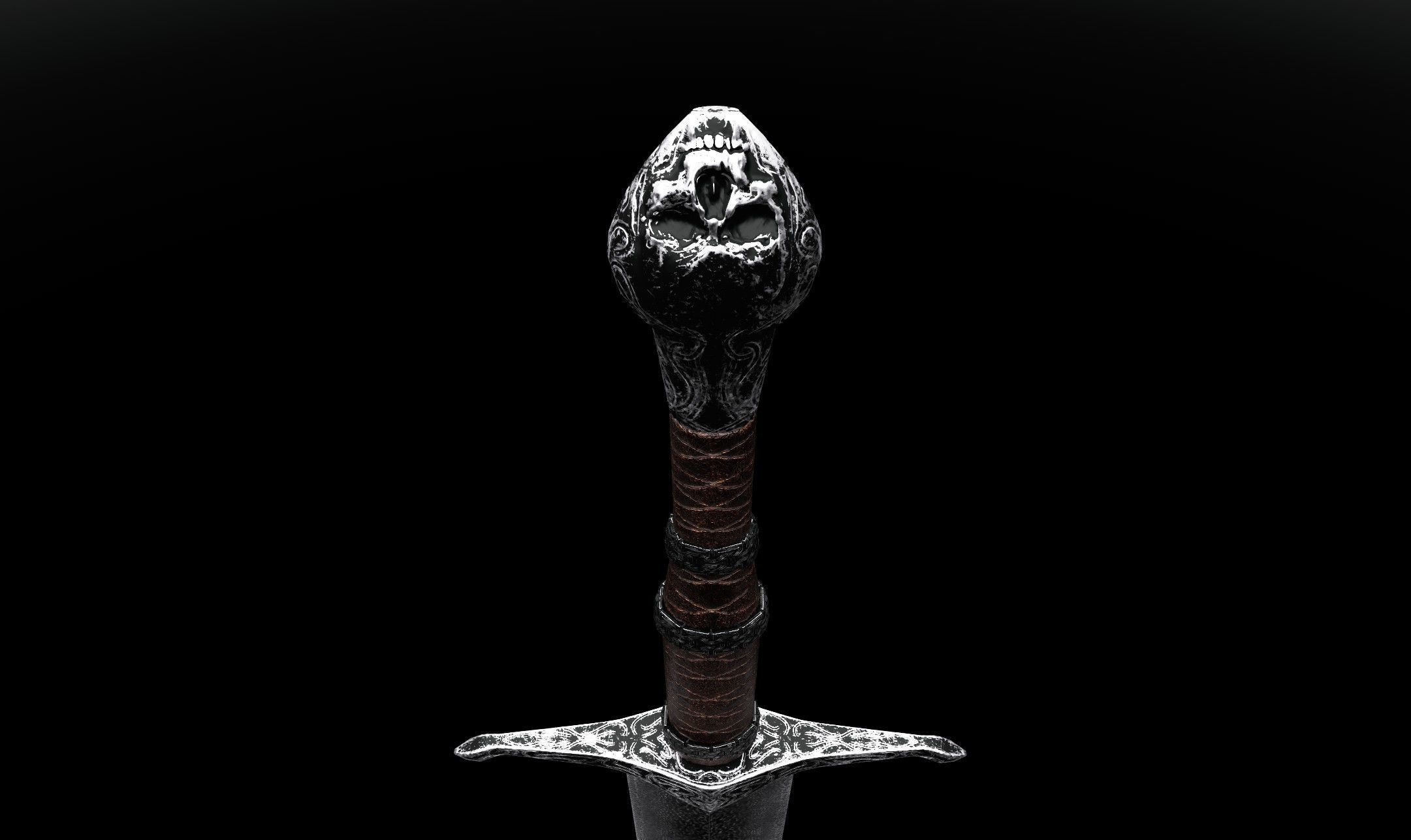 Medieval dark knight Low-poly 3D model_14