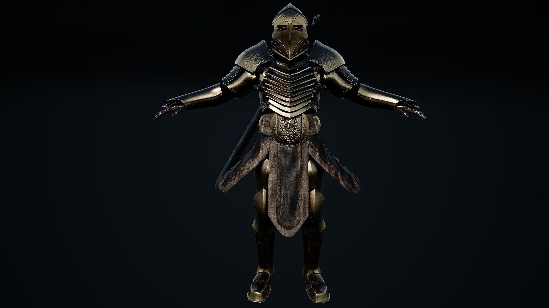 Medieval dark knight Low-poly 3D model_6