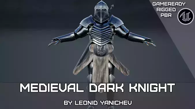 Medieval dark knight Low-poly 3D model