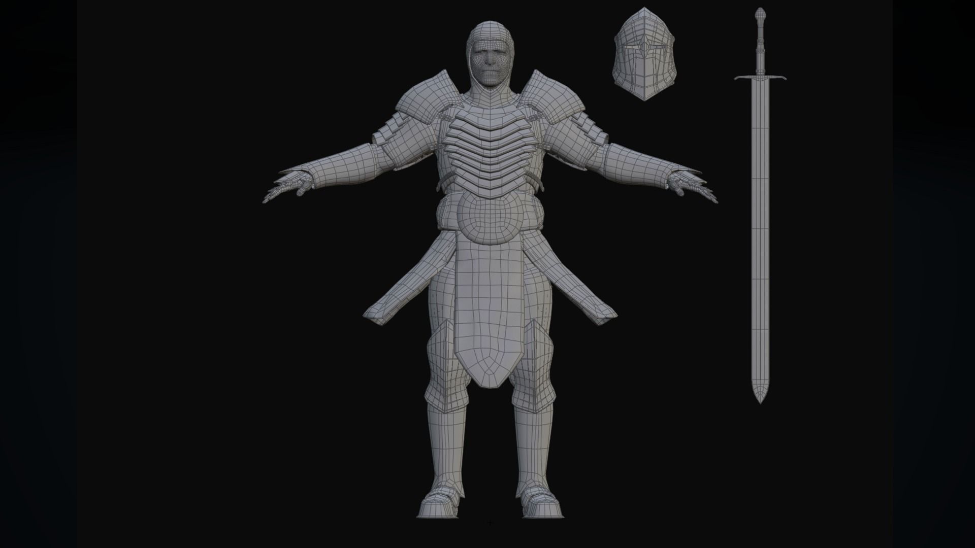 Medieval dark knight Low-poly 3D model_13