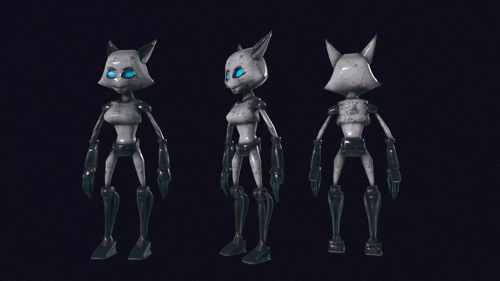 Rabbit Model cat with eyes Low-poly 3D model_0