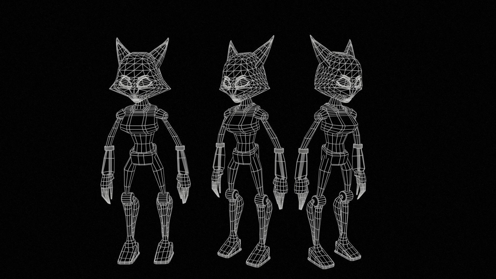 Rabbit Model cat with eyes Low-poly 3D model_3