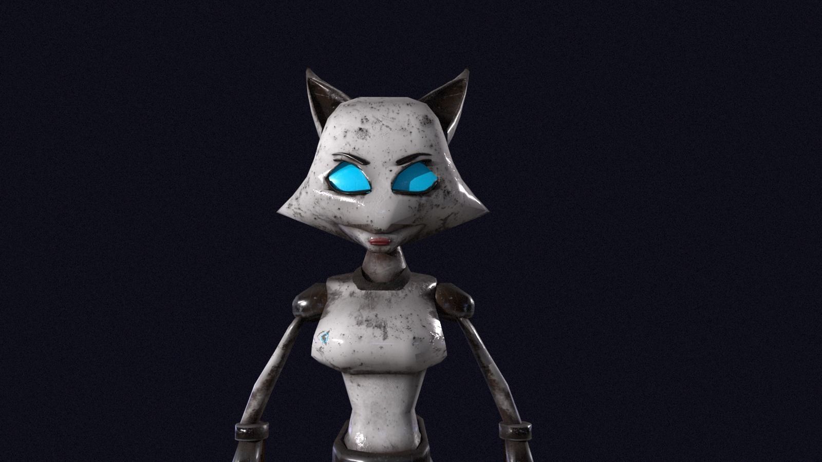 Rabbit Model cat with eyes Low-poly 3D model_1