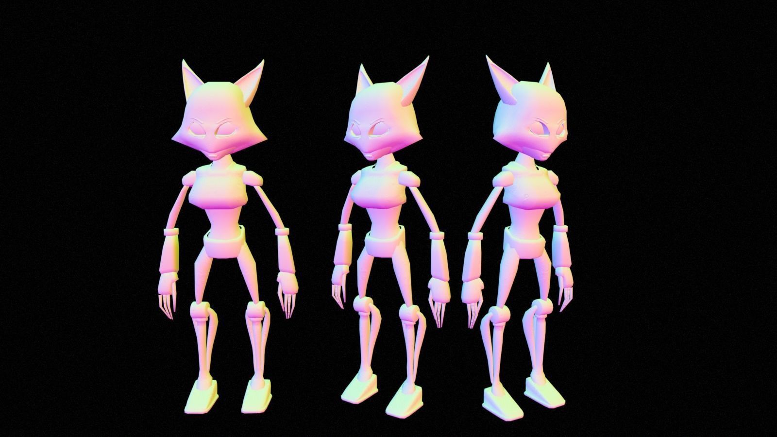 Rabbit Model cat with eyes Low-poly 3D model_4