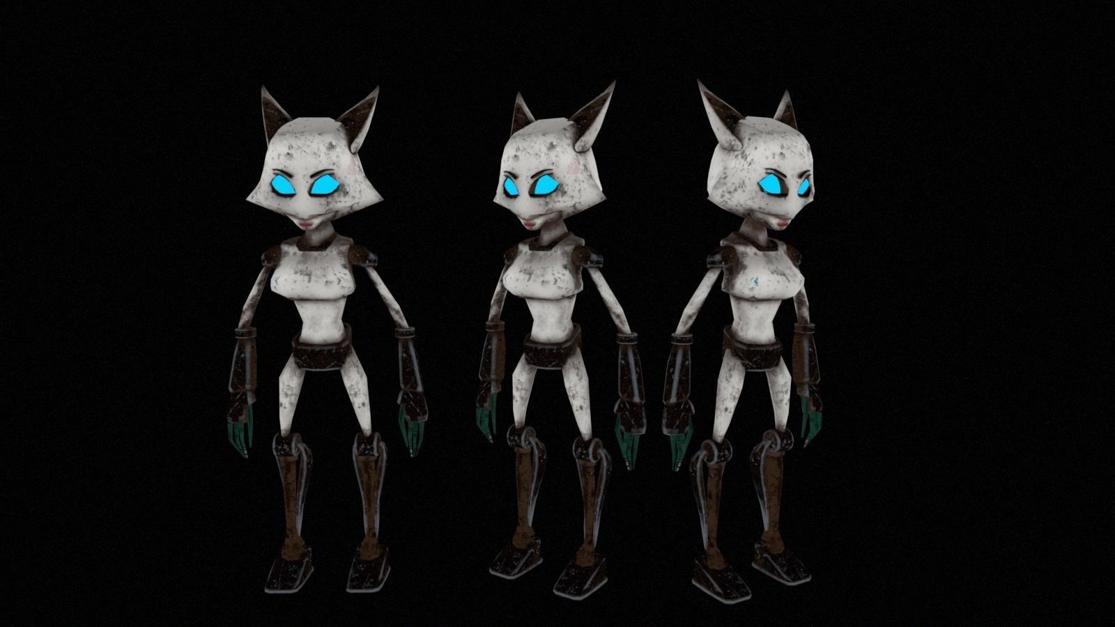 Rabbit Model cat with eyes Low-poly 3D model_2