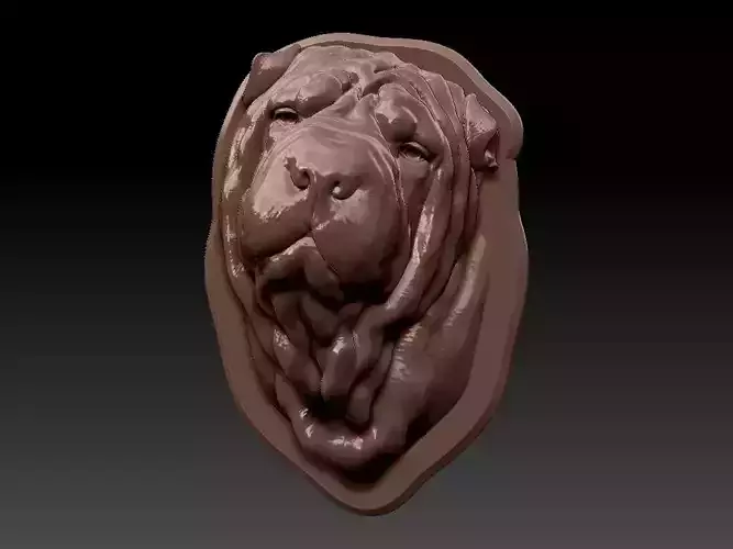 Shar Pei head 3d print model 3D print model