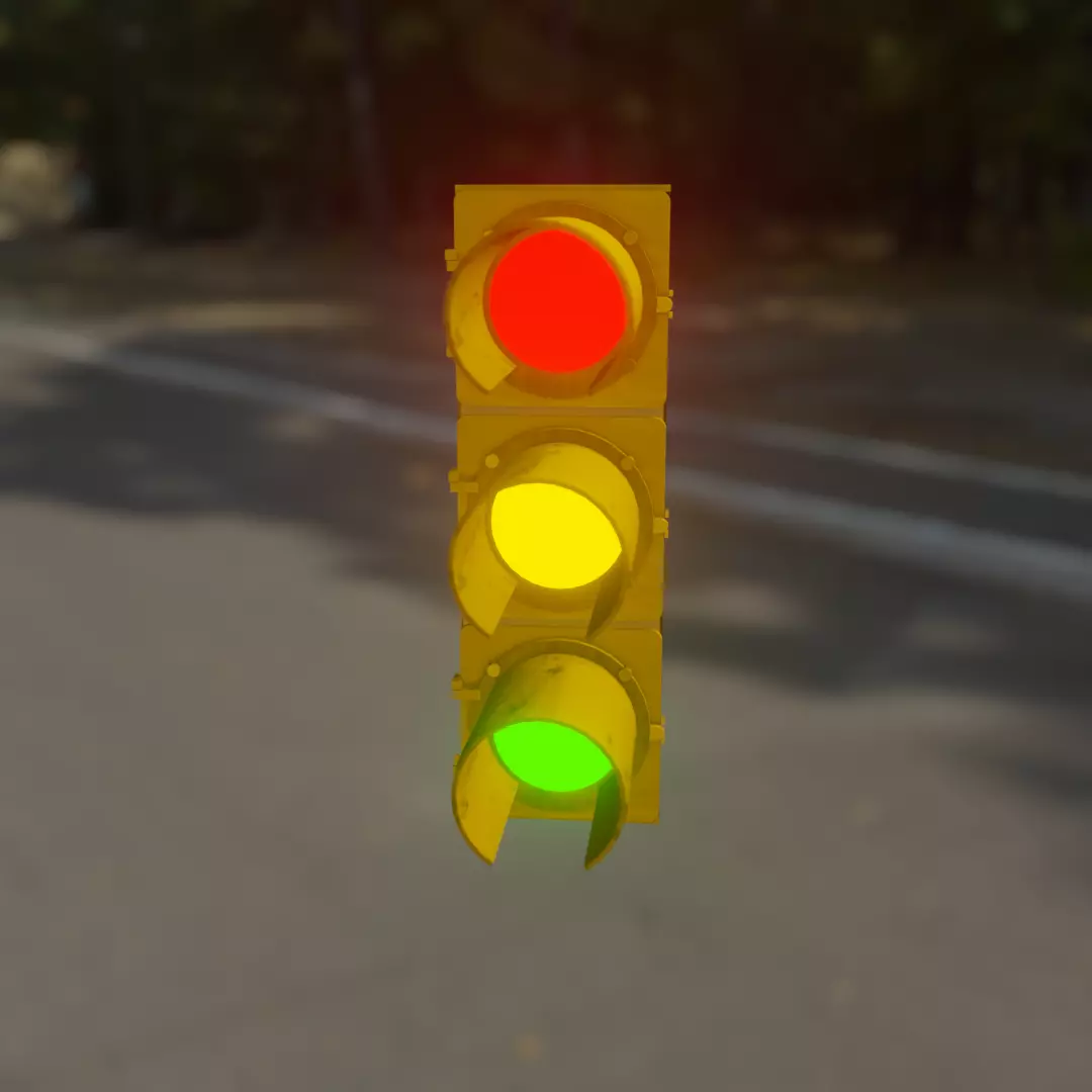 Traffic light low poly 3D model