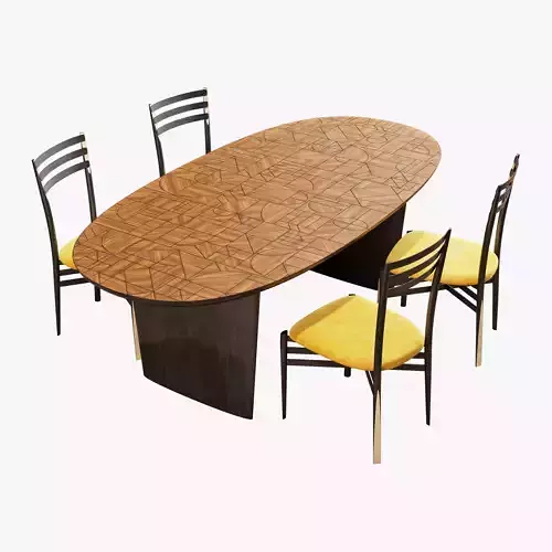 Roche Bobois patchwork dining table 220 pencil chair