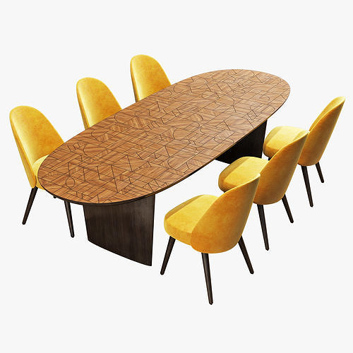 Roche Bobois patchwork dining table 280 identities chair 3D model