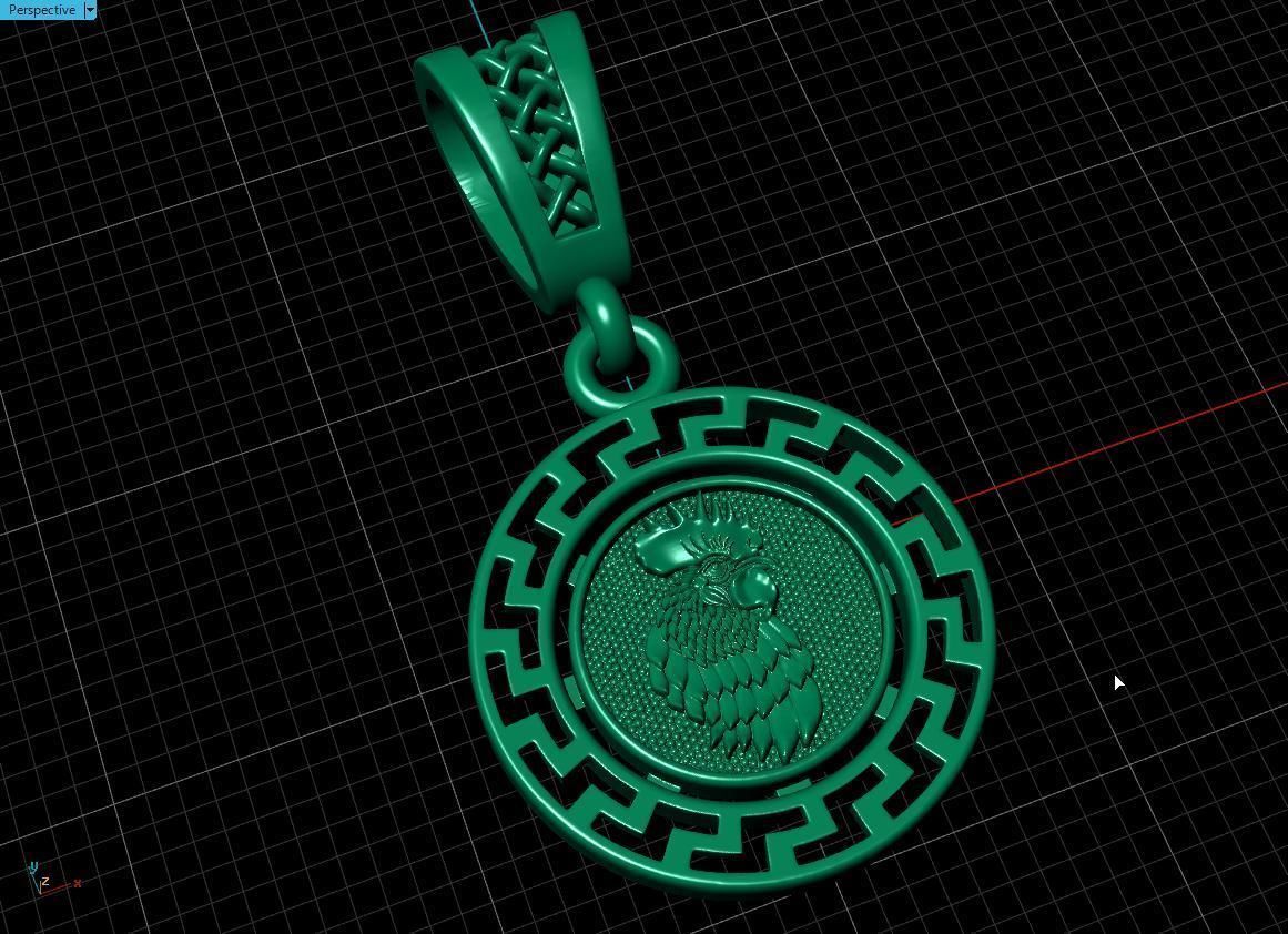 pendant rooster Free 3D print model_7