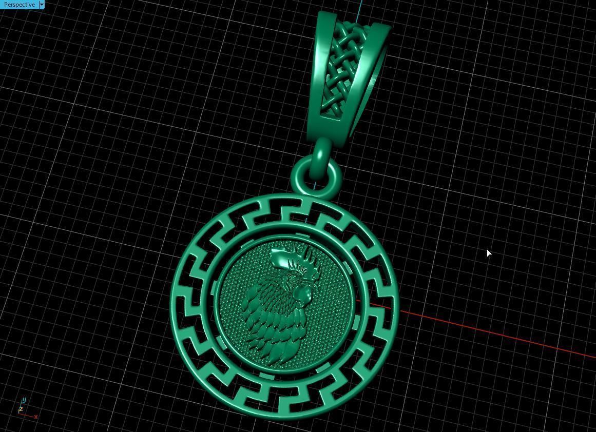 pendant rooster Free 3D print model_6