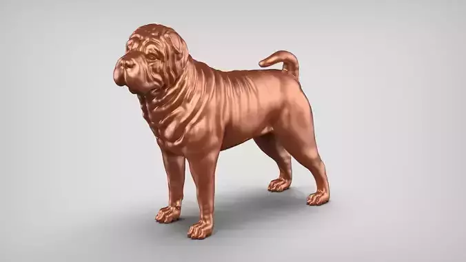 Shar Pei Dog Pose 02 3D print model