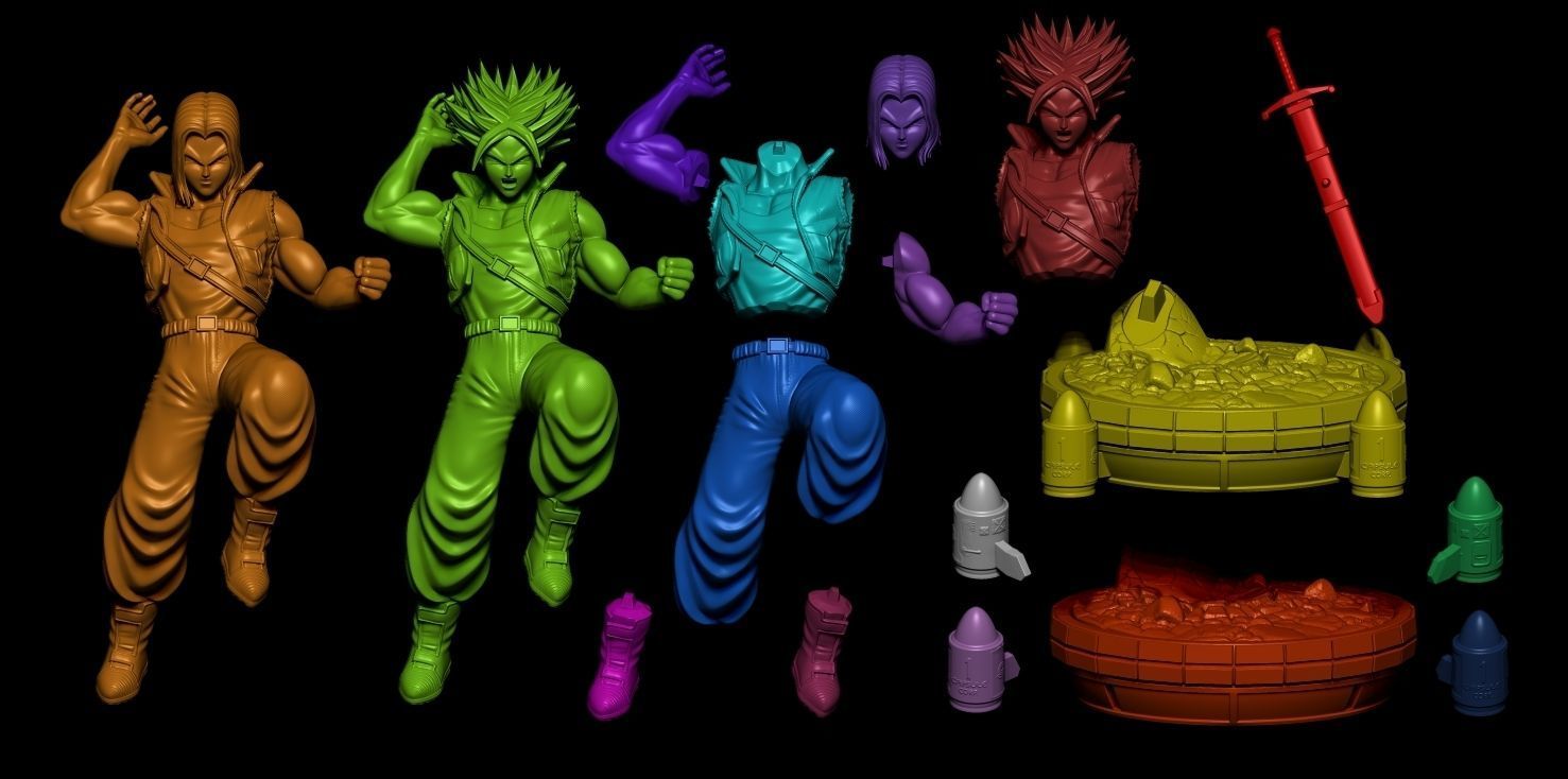 Fanart Future TRUNKS Statue - original and SSJ version -  3D print model_3