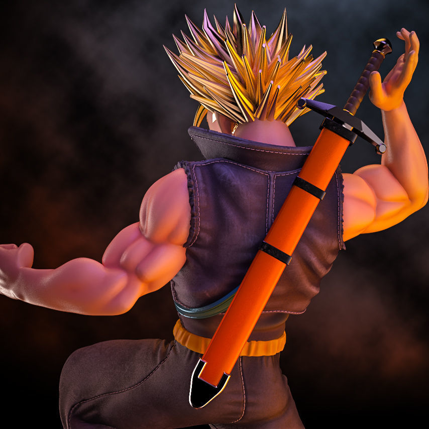 Fanart Future TRUNKS Statue - original and SSJ version -  3D print model_16