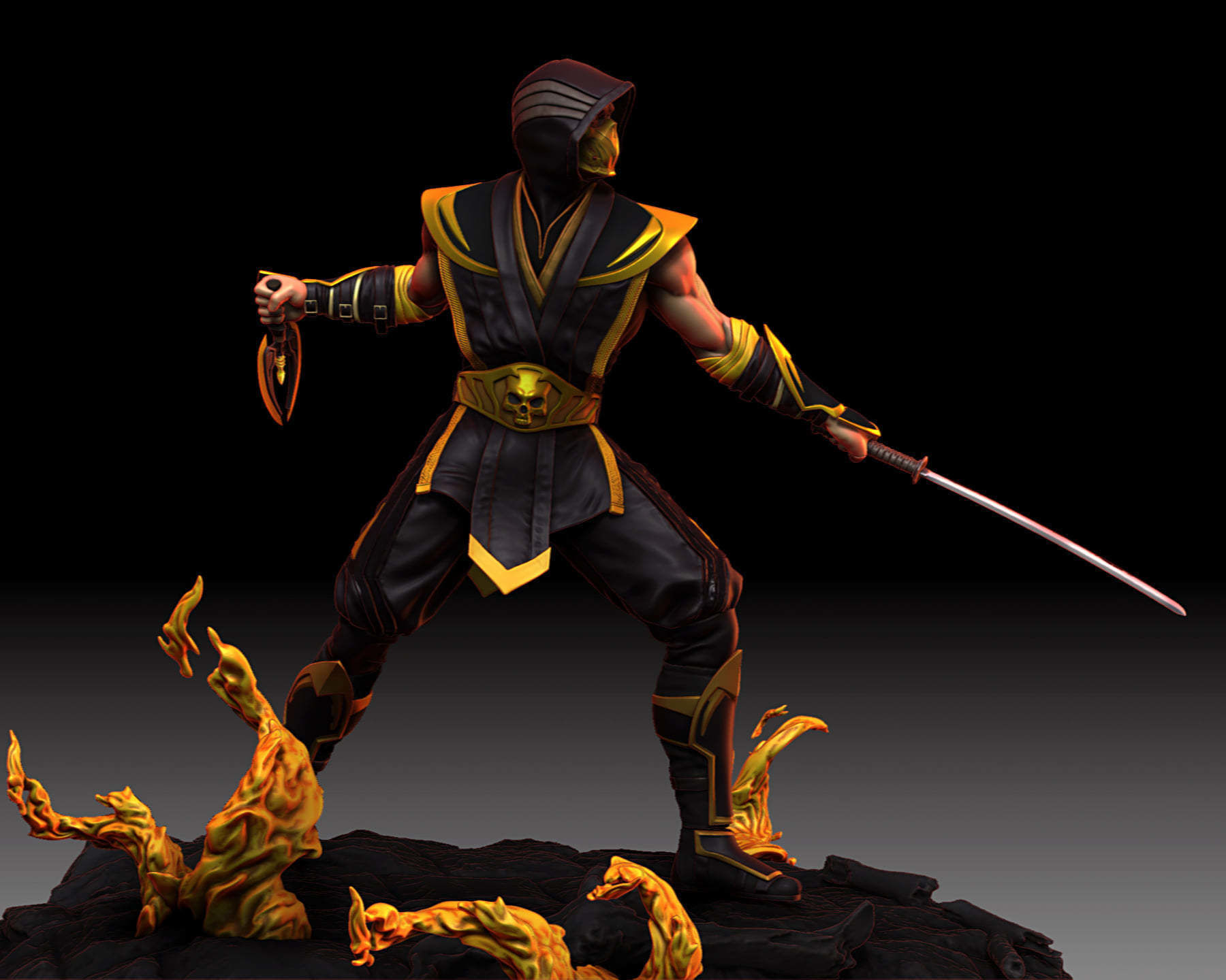 Scorpion Mortal Kombat Golden Demon fan art 3D print model 3D print model_7