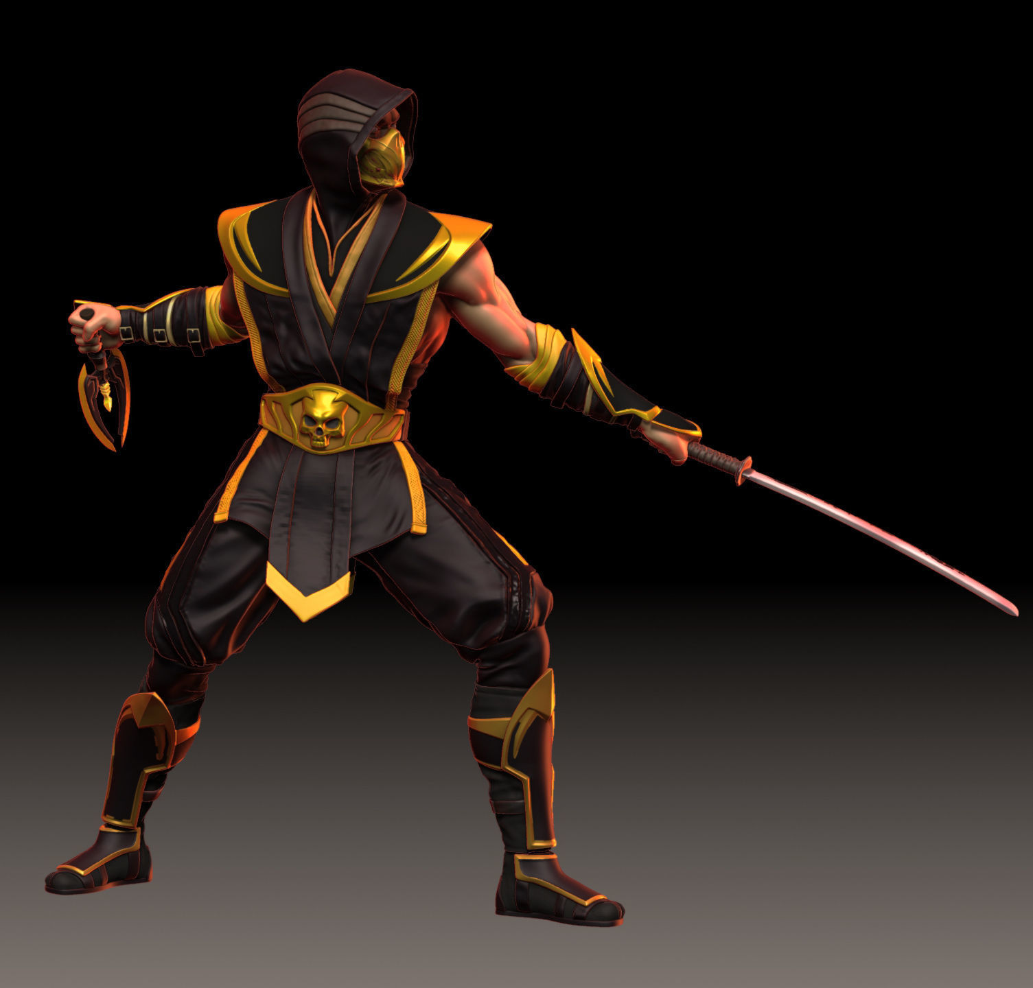 Scorpion Mortal Kombat Golden Demon fan art 3D print model 3D print model_5