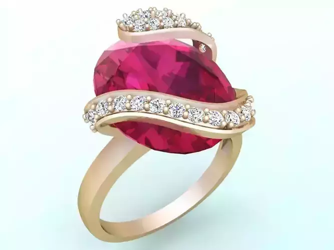 Gemstone rings - Oval stone ring - Diamond rings - N2113