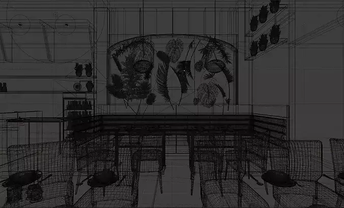CoffeeShop 3d Interior Design 3D model 7