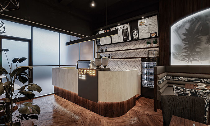 CoffeeShop 3d Interior Design 3D model 3