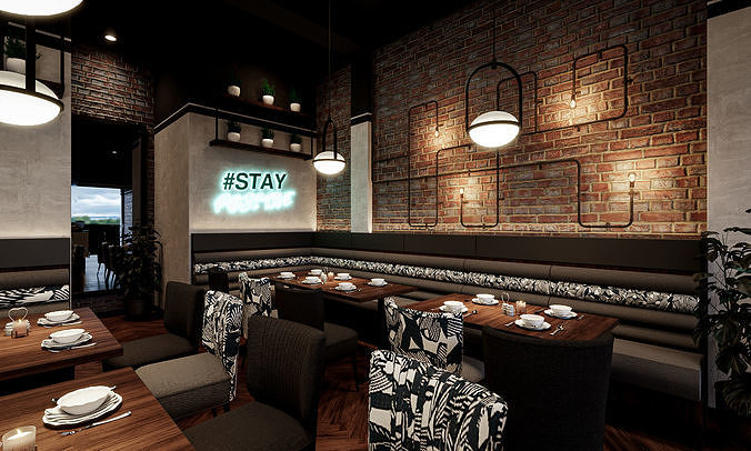 CoffeeShop 3d Interior Design 3D model 5