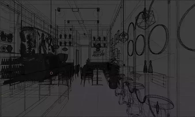 CoffeeShop 3d Interior Design 3D model 6