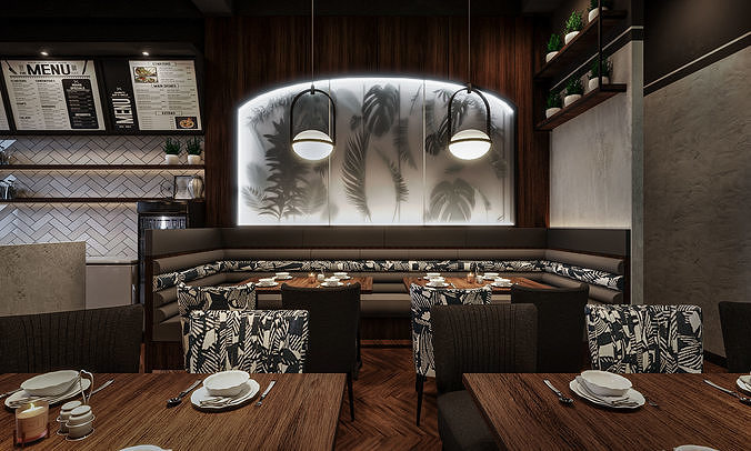 CoffeeShop 3d Interior Design 3D model 2