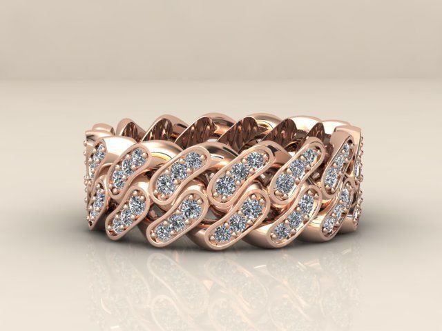 Diamond Cuban Ring 8mm size 9US 3D print model_27