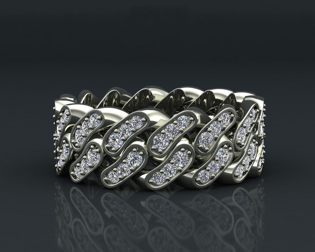 Diamond Cuban Ring 8mm size 9US 3D print model_15