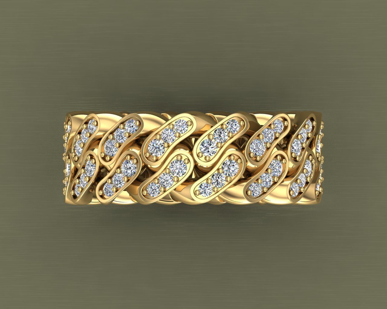 Diamond Cuban Ring 8mm size 9US 3D print model_1