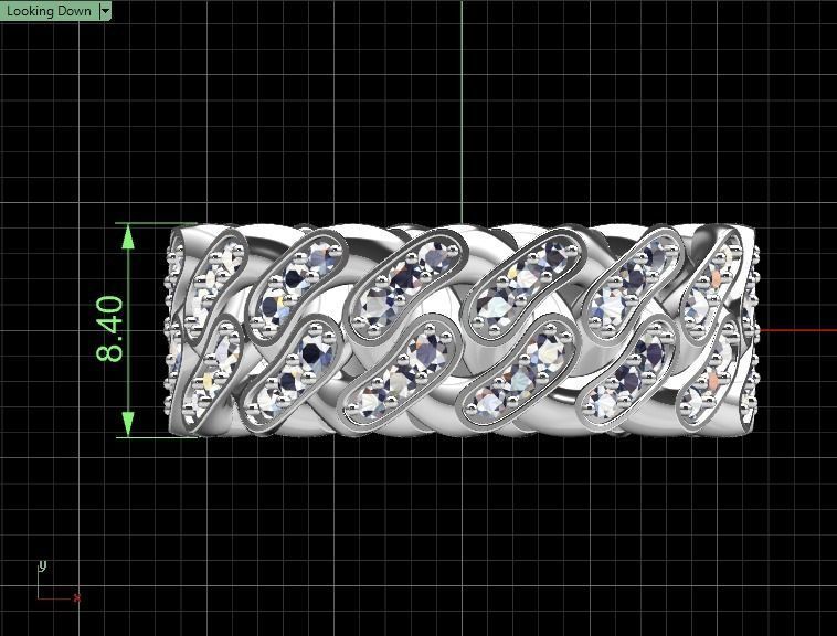 Diamond Cuban Ring 8mm size 9US 3D print model_7