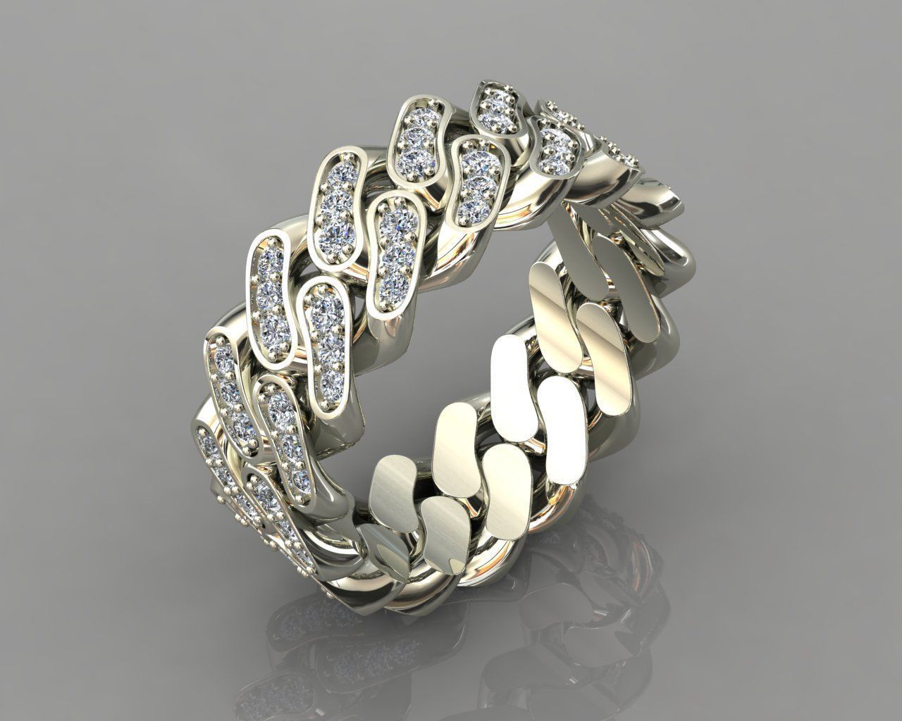 Diamond Cuban Ring 8mm size 9US 3D print model_13