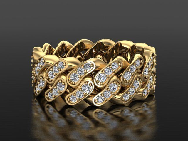 Diamond Cuban Ring 8mm size 9US 3D print model_20