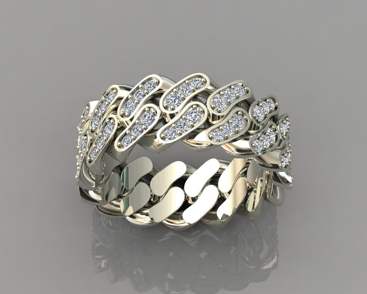 Diamond Cuban Ring 8mm size 9US 3D print model_14